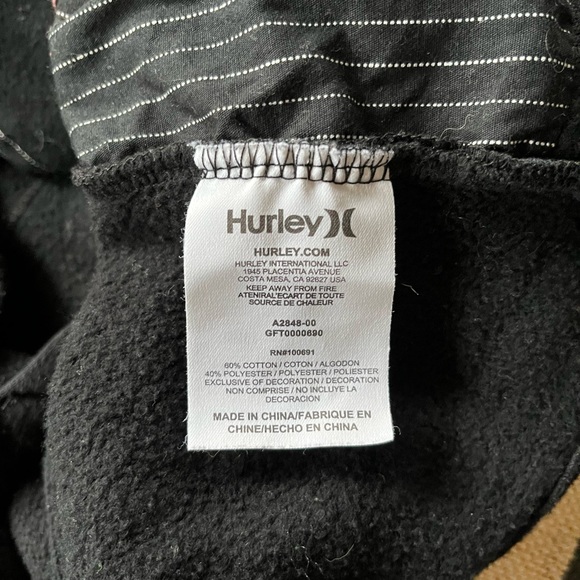 Hurley Button Front Hoodie, Black, M - Picture 4 of 5